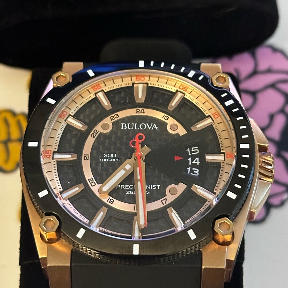 Bulova Men's Icon Precisionist 3-Hand Rose Gold Stainless Steel Watch 98B152